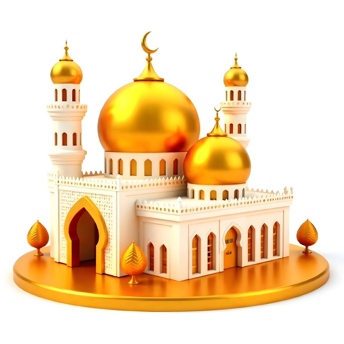 A White And Gold Mosque With A Large Dome And Two Minarets The Mosque Is On A White Background 31 5af7