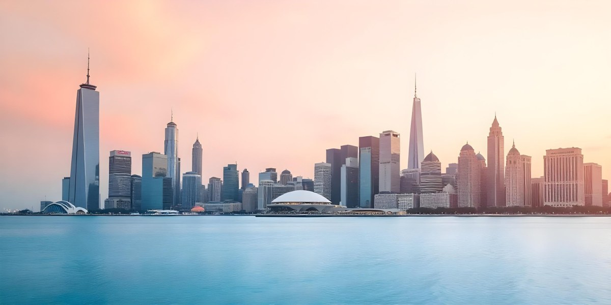 Skyline Of A Modern City With Skyscrapers Featuring A Mix Of Architectural Styles Set Against A Colorful Sky At Dusk With A Body Of Water In The Foreground 6 05ef