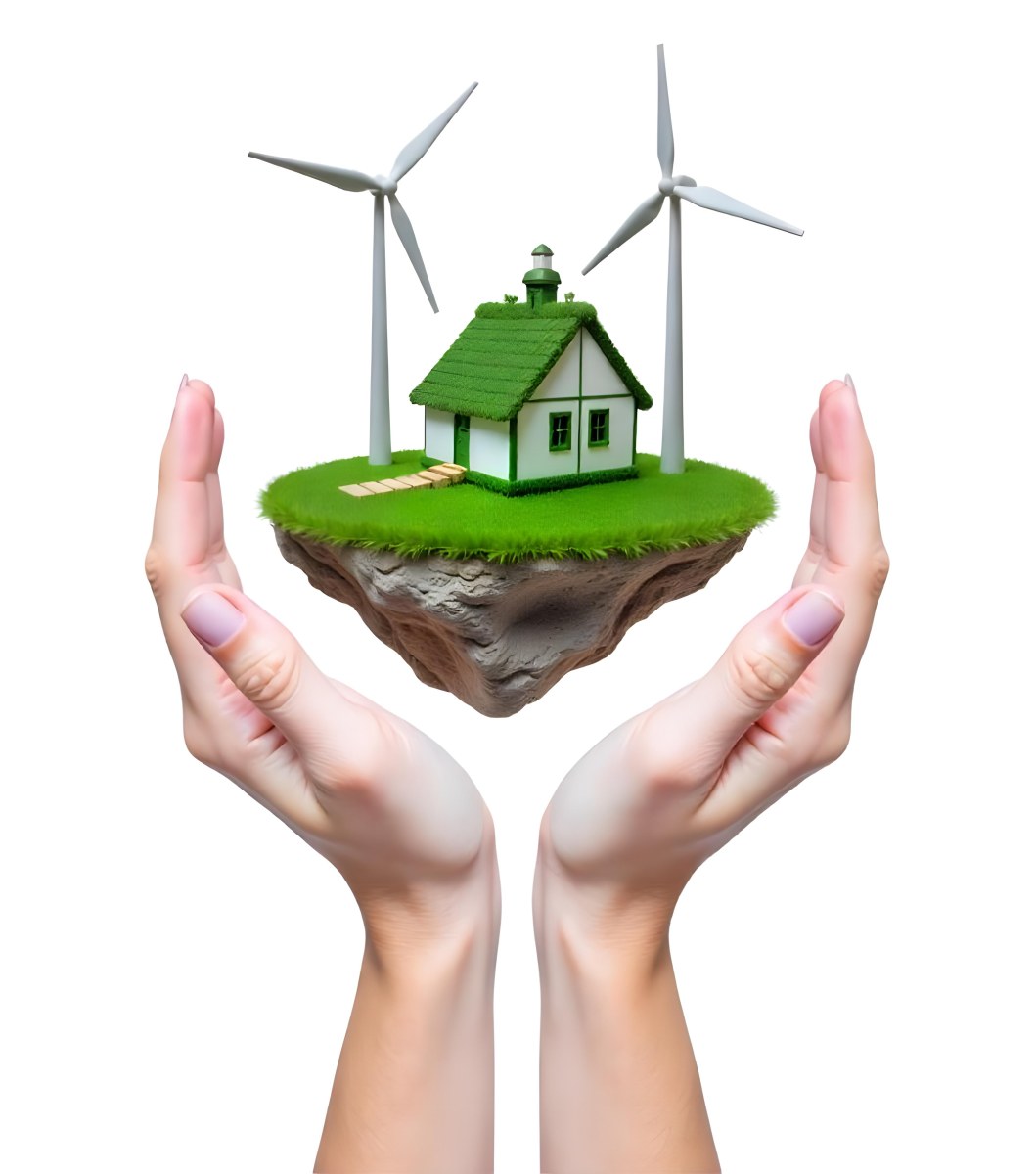 Two Hands Protecting A Green Earth Globe The Globe Is Covered In Lush Green Vegetation The Background Is A Blur Of Green Foliage 19 8f46