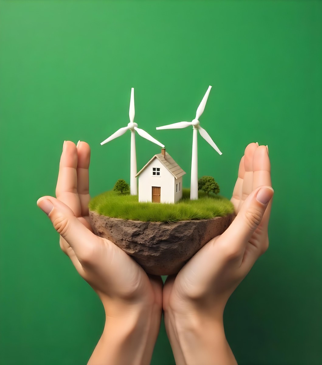 Two Hands Protecting A Green Earth Globe The Globe Is Covered In Lush Green Vegetation The Background Is A Blur Of Green Foliage 2 6e58