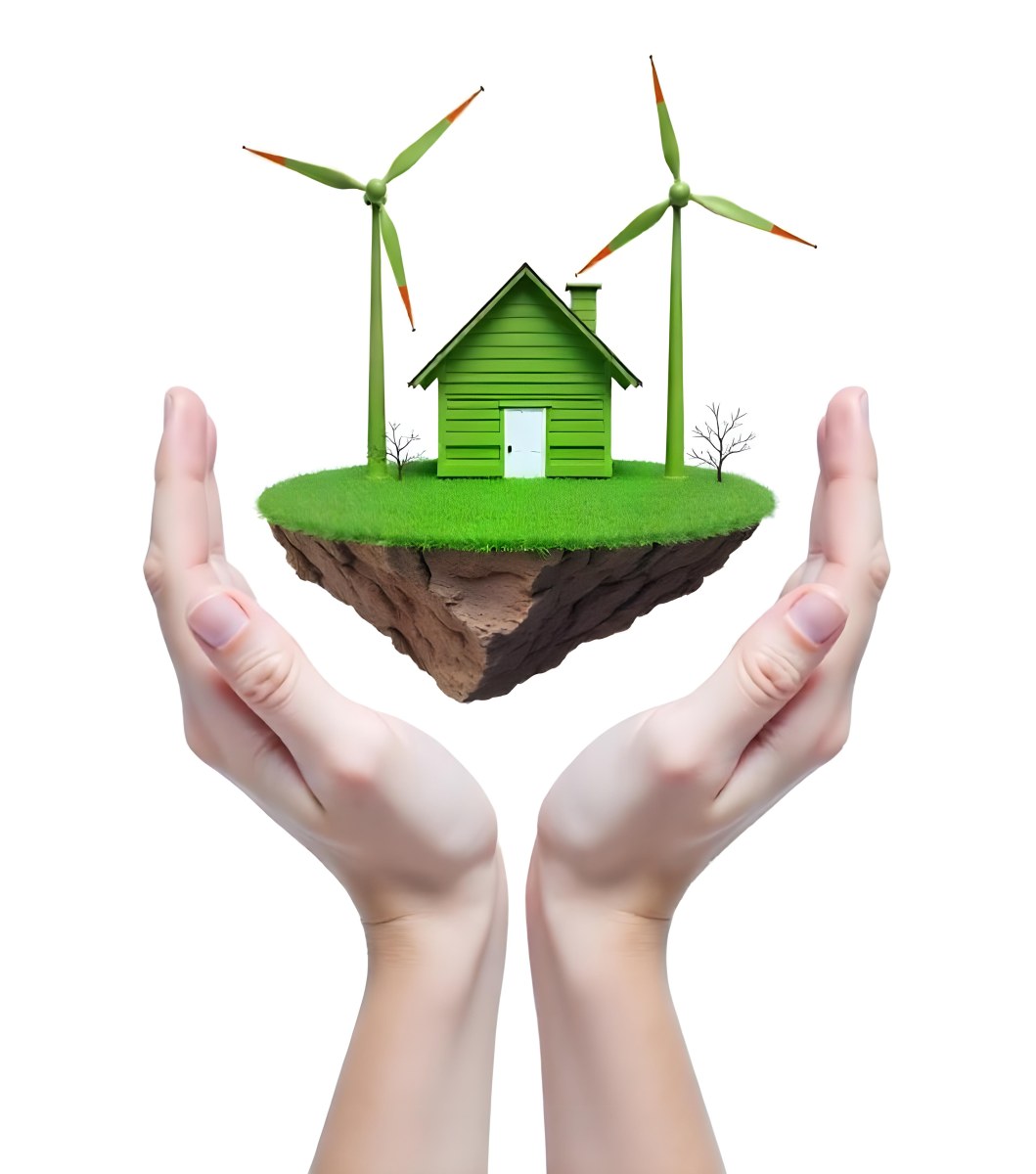 Two Hands Protecting A Green Earth Globe The Globe Is Covered In Lush Green Vegetation The Background Is A Blur Of Green Foliage 4 65ab