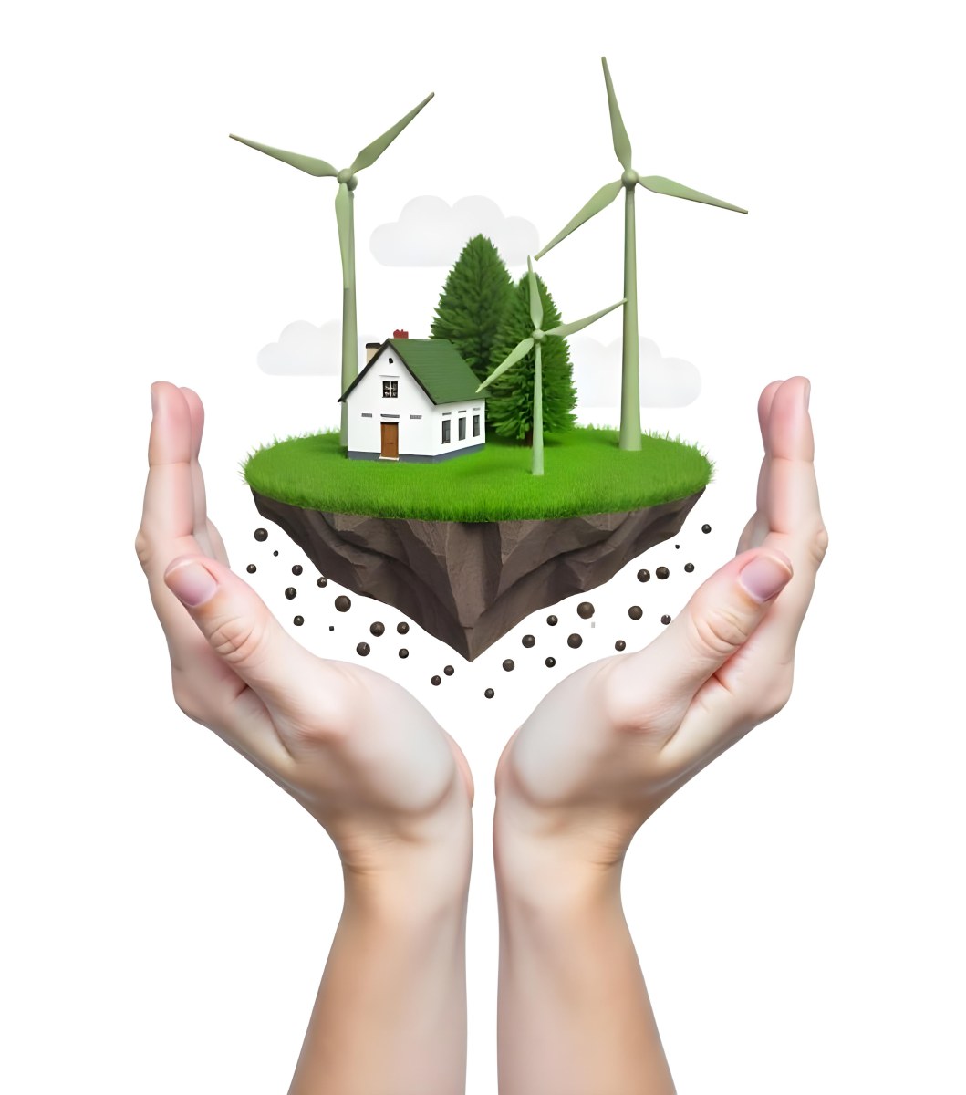 Two Hands Protecting A Green Earth Globe The Globe Is Covered In Lush Green Vegetation The Background Is A Blur Of Green Foliage 8 D156