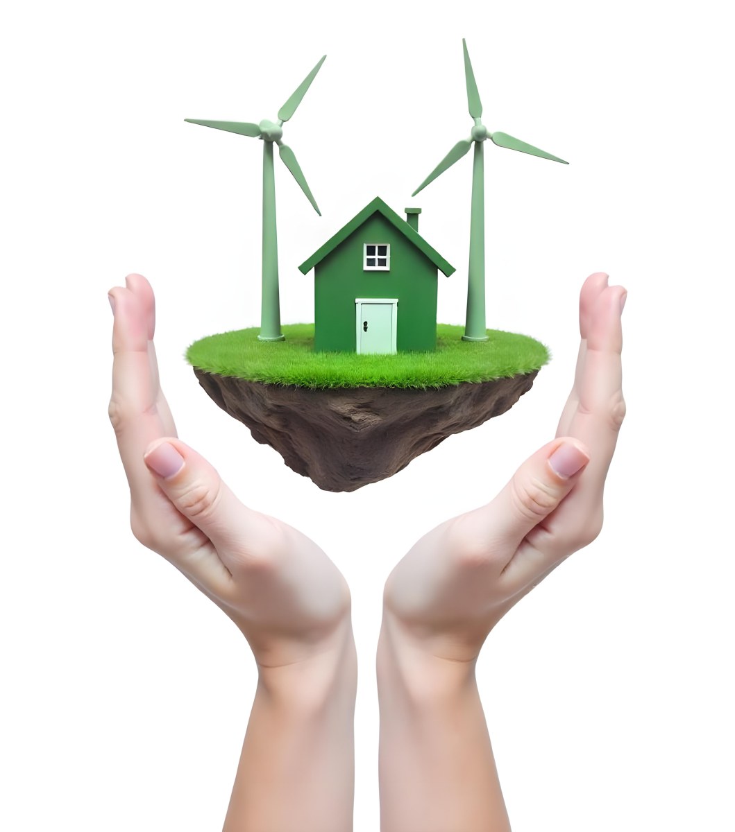 Two Hands Protecting A Green Earth Globe The Globe Is Covered In Lush Green Vegetation The Background Is A Blur Of Green Foliage 9 415c