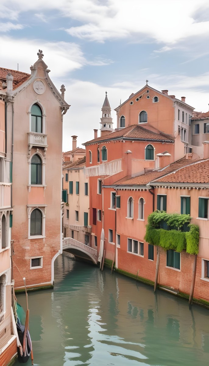 Venice Buildings With Red Roofs And Green Windows Canal In The Middle 97 E1a8