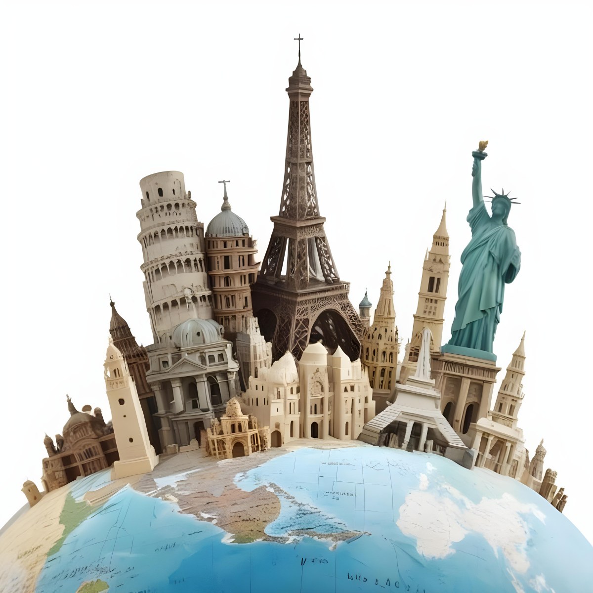 World Monuments On Top Of A World Globe 6 Fa00