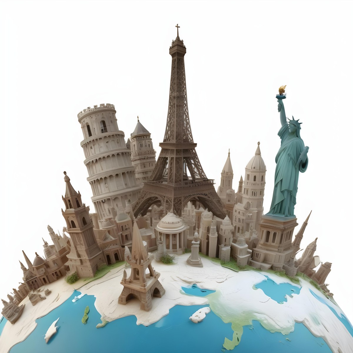 World Monuments On Top Of A World Globe 9 449d