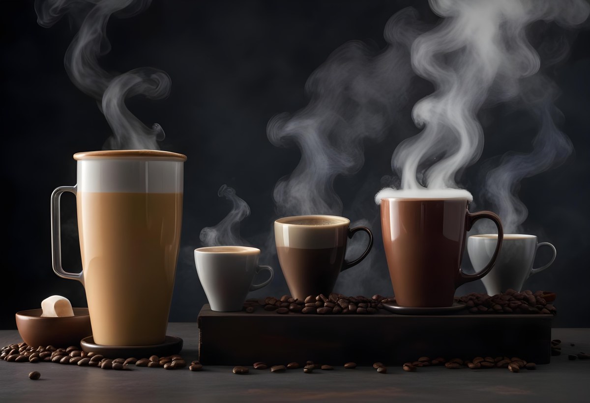 A Collection Of Coffee Mugs And Cups With Steam Rising From Them Set Against A Dark Background 5