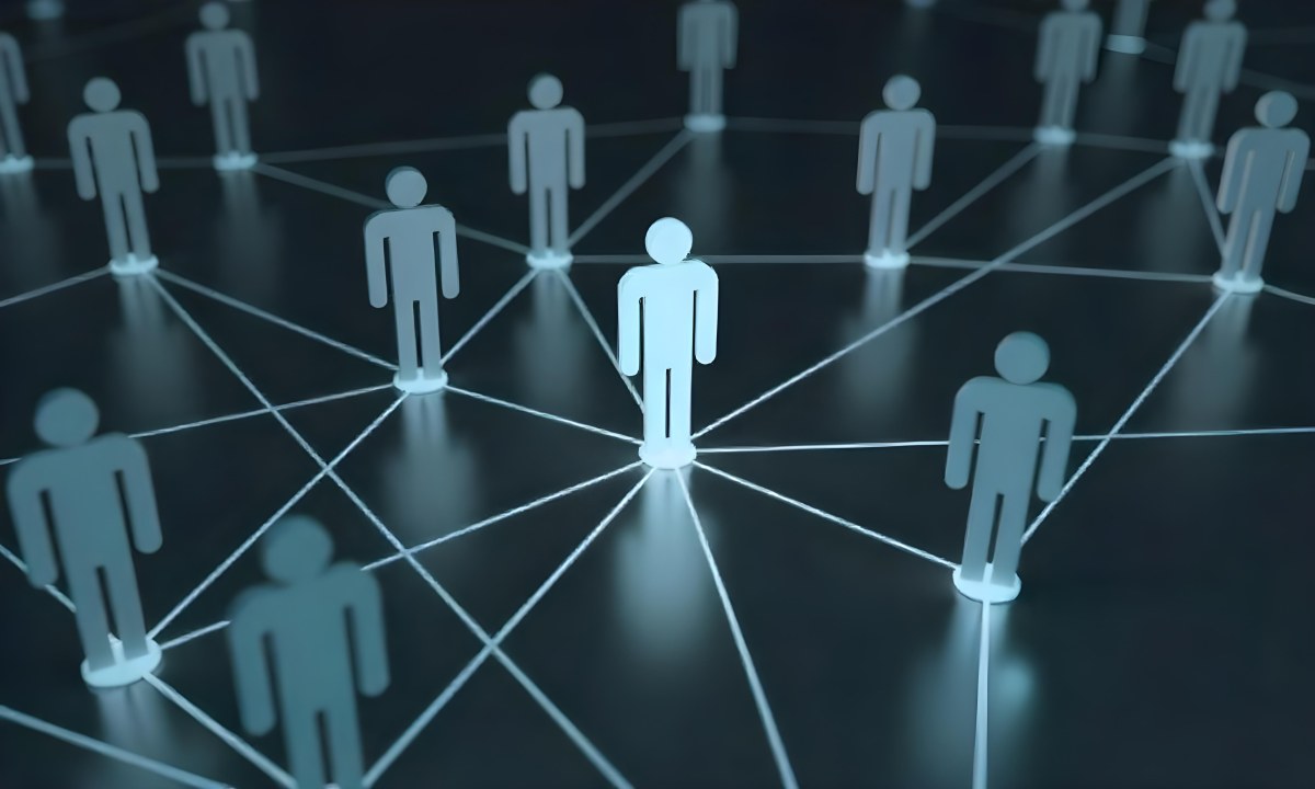 A Network Of Glowing Stick Figures Connected By Lines Symbolizing Connections And Relationships On A Dark Background 7 4d0f