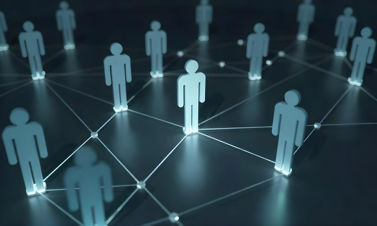 A Network Of Glowing Stick Figures Connected By Lines Symbolizing Connections And Relationships On A Dark Background 8 49e0