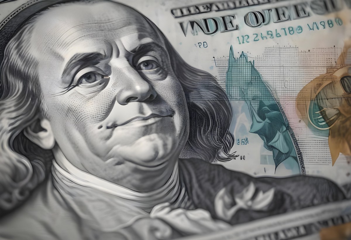 Benjamin Franklin Portrait On A One Hundred Dollar Bill Overlaid With A Stock Market Chart And Dollar Signs In A Financial Context 14 5acb