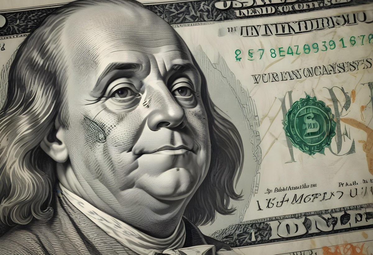 Benjamin Franklin Portrait On A One Hundred Dollar Bill Overlaid With A Stock Market Chart And Dollar Signs In A Financial Context 29 Fddb