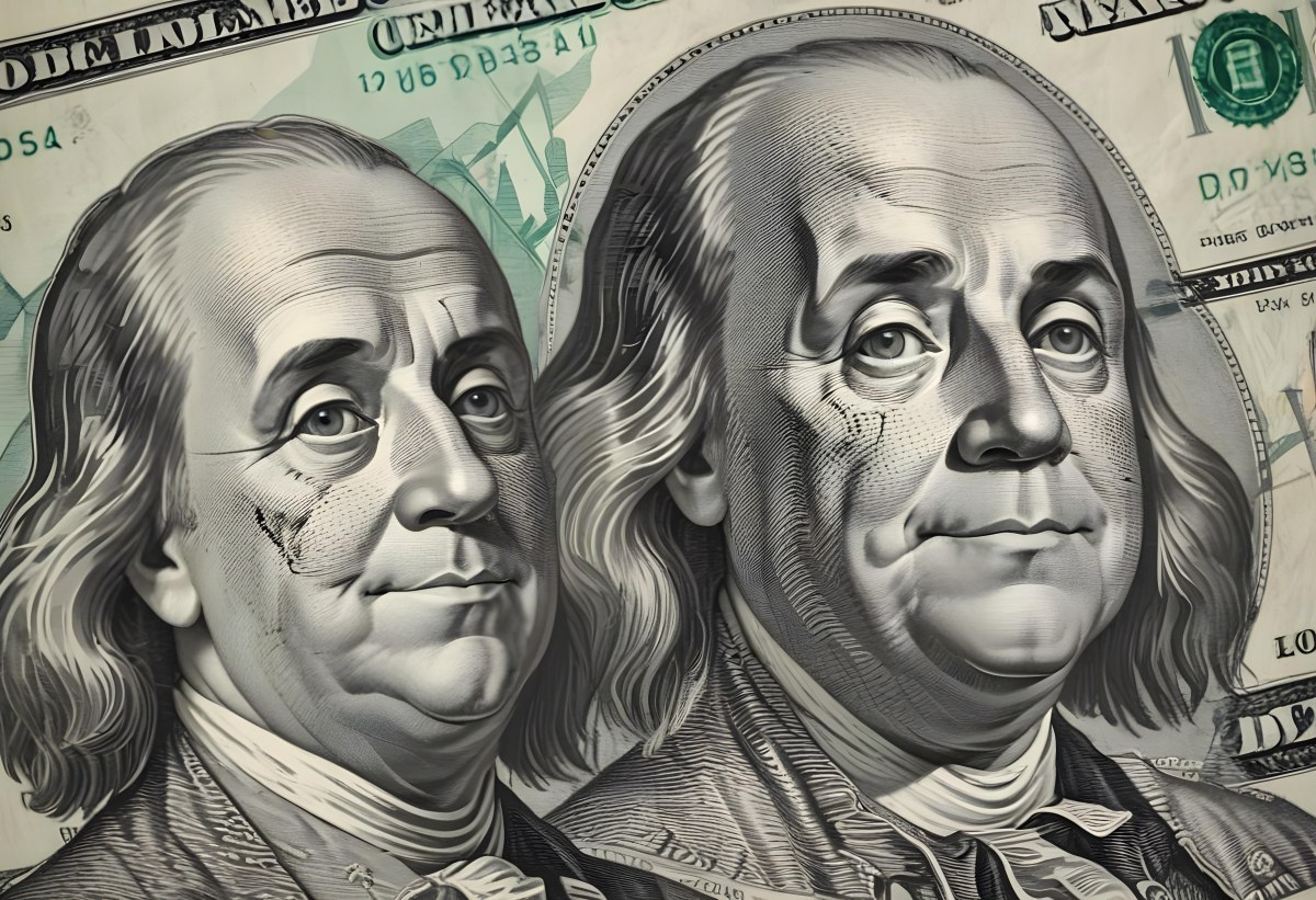 Benjamin Franklin Portrait On A One Hundred Dollar Bill Overlaid With A Stock Market Chart And Dollar Signs In A Financial Context 44 7d50