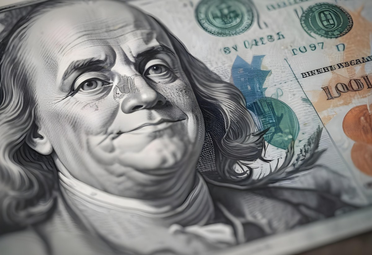 Benjamin Franklin Portrait On A One Hundred Dollar Bill Overlaid With A Stock Market Chart And Dollar Signs In A Financial Context 5 42b8