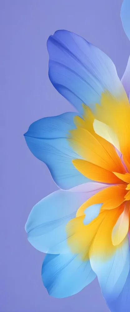 Colorful Abstract Flower Petals In Shades Of Blue Orange And Purple Against A Purple Background 37