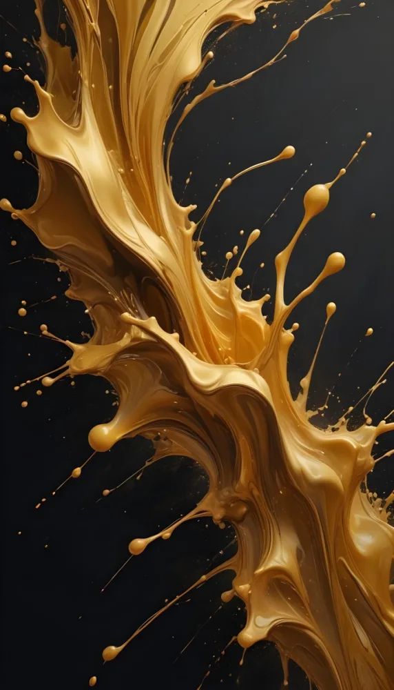 Digital Painting A Flowing Abstract Golden Liquid Splashing And Swirling Against A Dark Background Creating A Dynamic And Dramatic Composition Bold And Slim Lines Brush Strokes 14 70f7