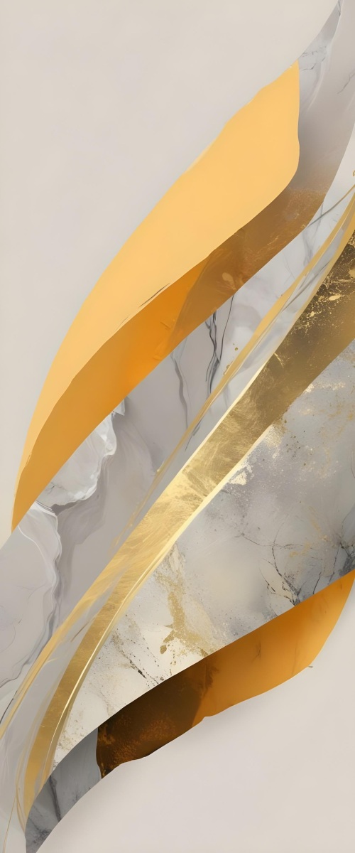 Digital Painting Abstract Background With Layers Of Curved Surfaces In Gold Marble Light Yellow And Gray Colors Minimalist Style On A Yellow Background Bold And Slim Lines Brush Strokes 17 6254