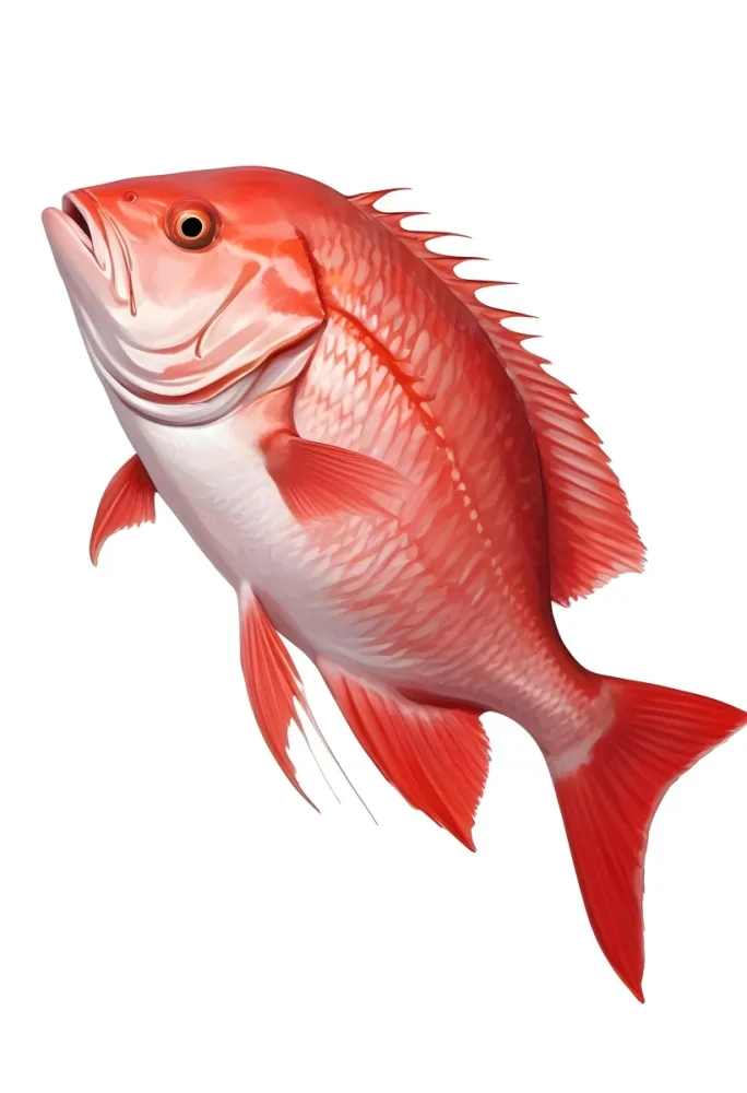 Digital Painting Red Snapper Fish On A White Background Bold And Slim Lines Brush Strokes 44 73d7