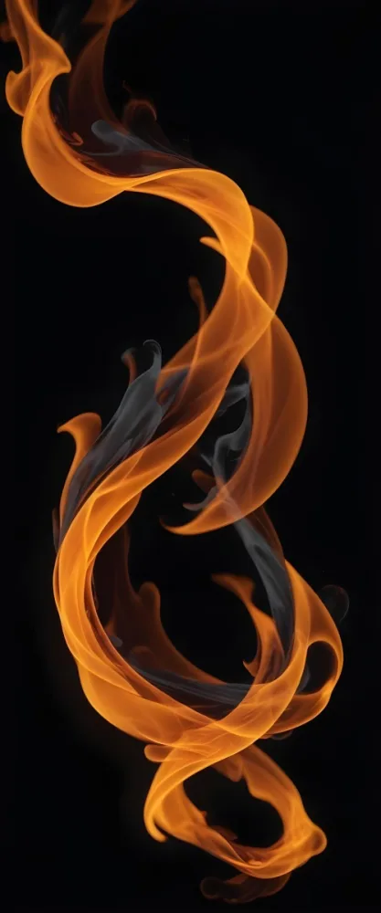 Digital Painting Swirling Orange And Black Flames With Glowing Embers Against A Dark Background Bold And Slim Lines Brush Strokes 20