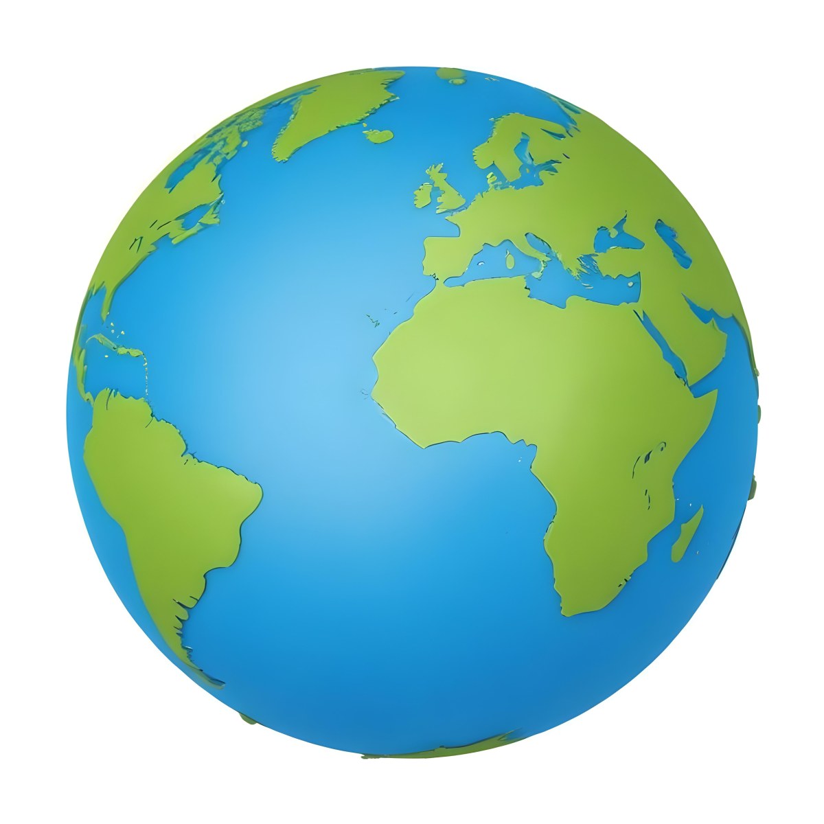 3d Model A Globe With Green Continents And Green Oceans Showing Africa Europe And South America With A White Background And Soft Shadows Figure Octane Render Volumetric Highly Detailed Videogame Aesthetic 8 Fcc2