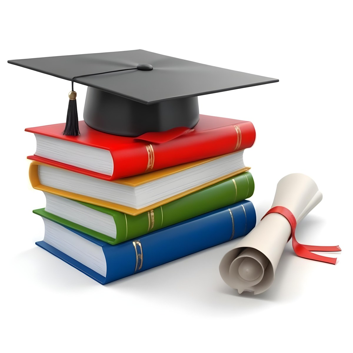 3d Model Graduation Cap On Top Of A Stack Of Books With A Diploma White Background Figure Octane Render Volumetric Highly Detailed Videogame Aesthetic 2 0a12