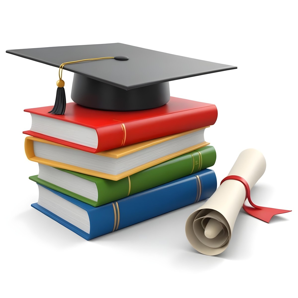 3d Model Graduation Cap On Top Of A Stack Of Books With A Diploma White Background Figure Octane Render Volumetric Highly Detailed Videogame Aesthetic 26 Db3d