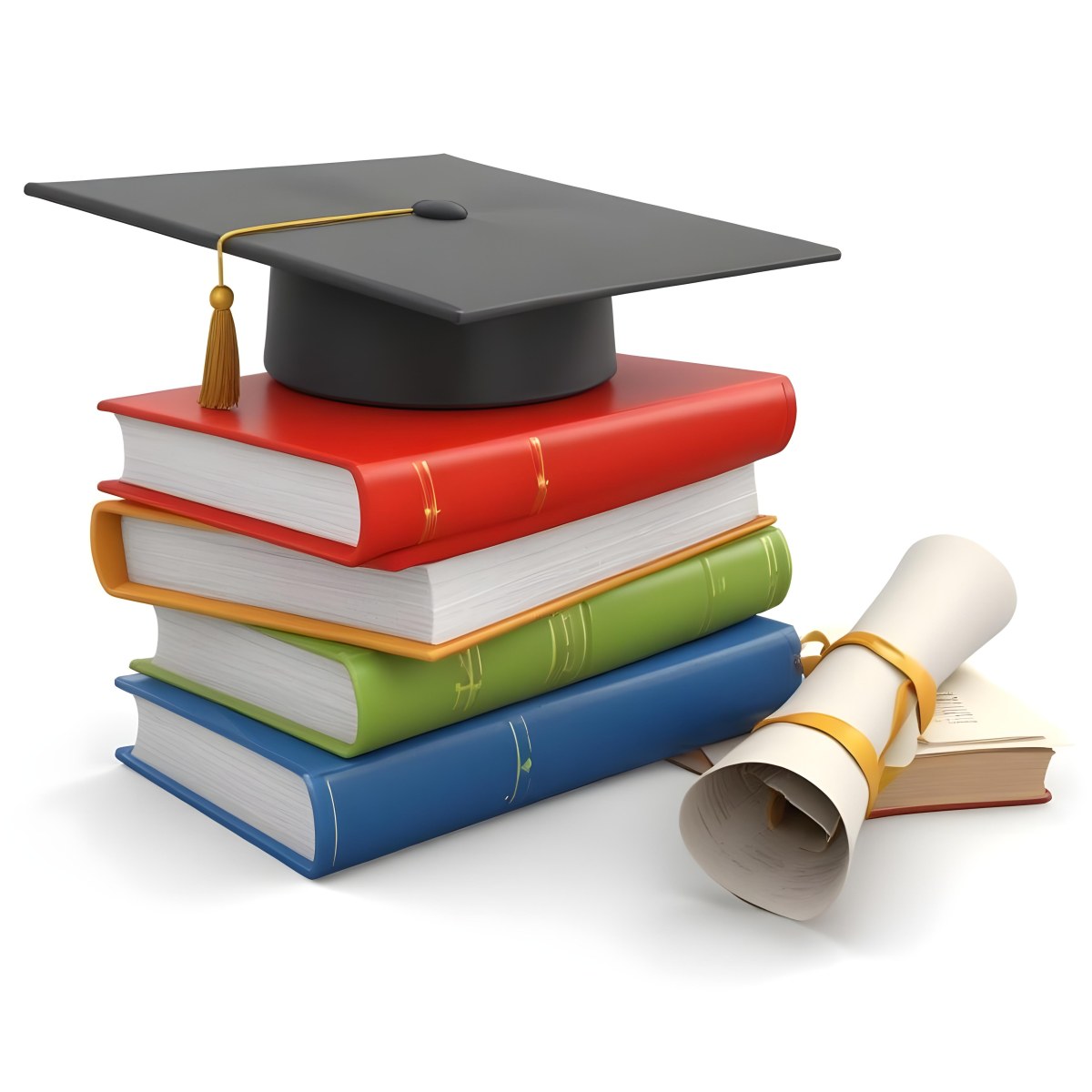 3d Model Graduation Cap On Top Of A Stack Of Books With A Diploma White Background Figure Octane Render Volumetric Highly Detailed Videogame Aesthetic 28 54f9