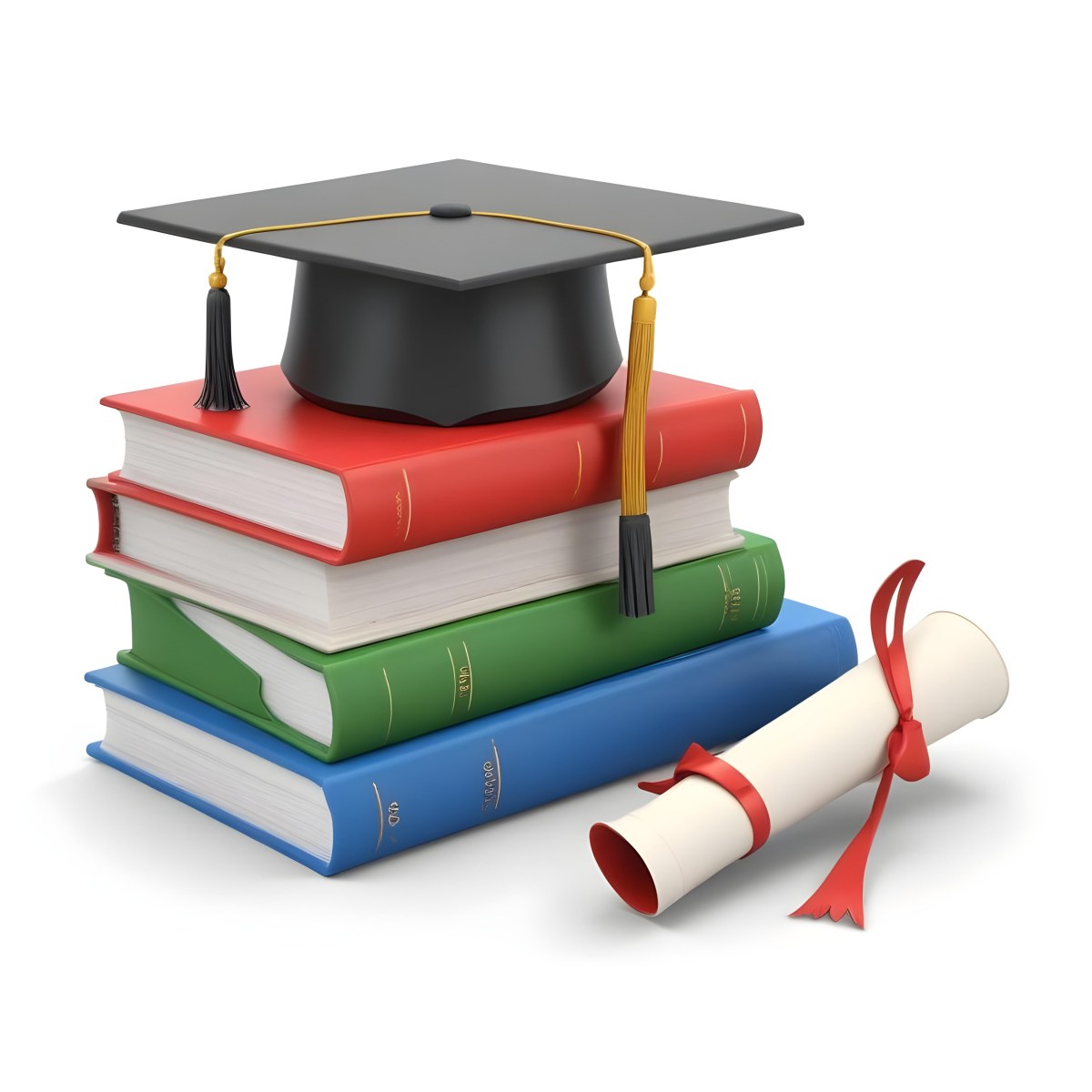 3d Model Graduation Cap On Top Of A Stack Of Books With A Diploma White Background Figure Octane Render Volumetric Highly Detailed Videogame Aesthetic 30 54b7
