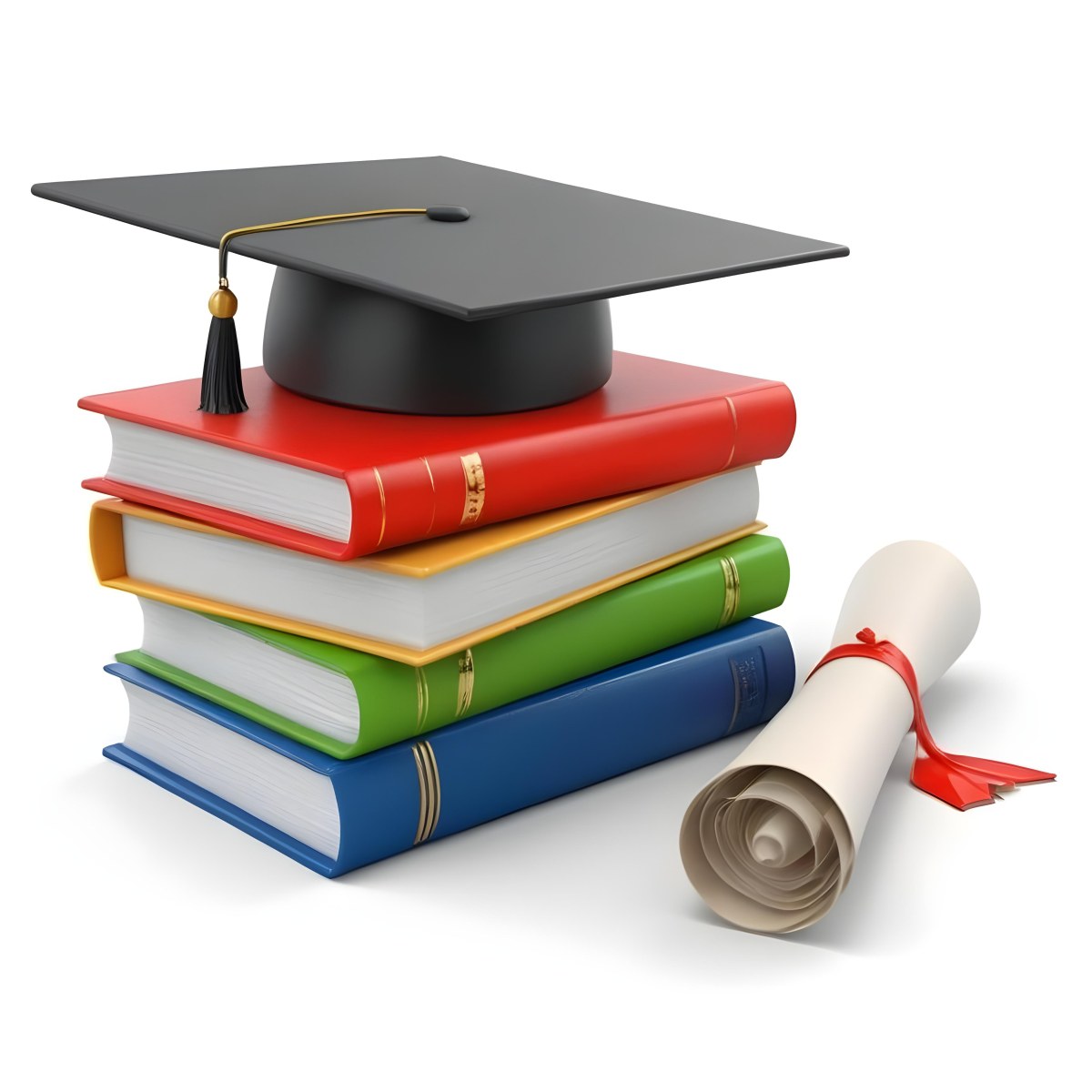3d Model Graduation Cap On Top Of A Stack Of Books With A Diploma White Background Figure Octane Render Volumetric Highly Detailed Videogame Aesthetic 34 4113