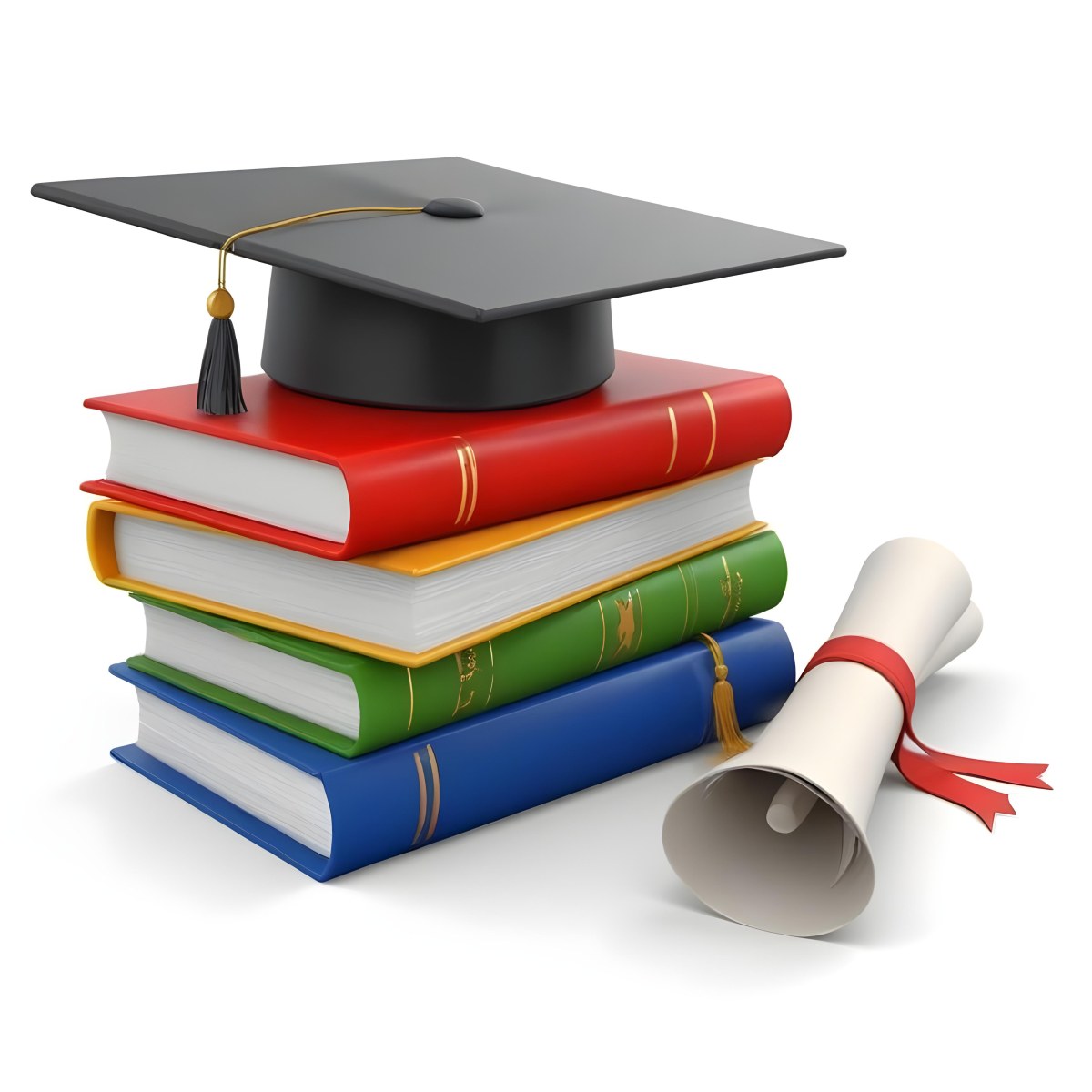 3d Model Graduation Cap On Top Of A Stack Of Books With A Diploma White Background Figure Octane Render Volumetric Highly Detailed Videogame Aesthetic 35 E570