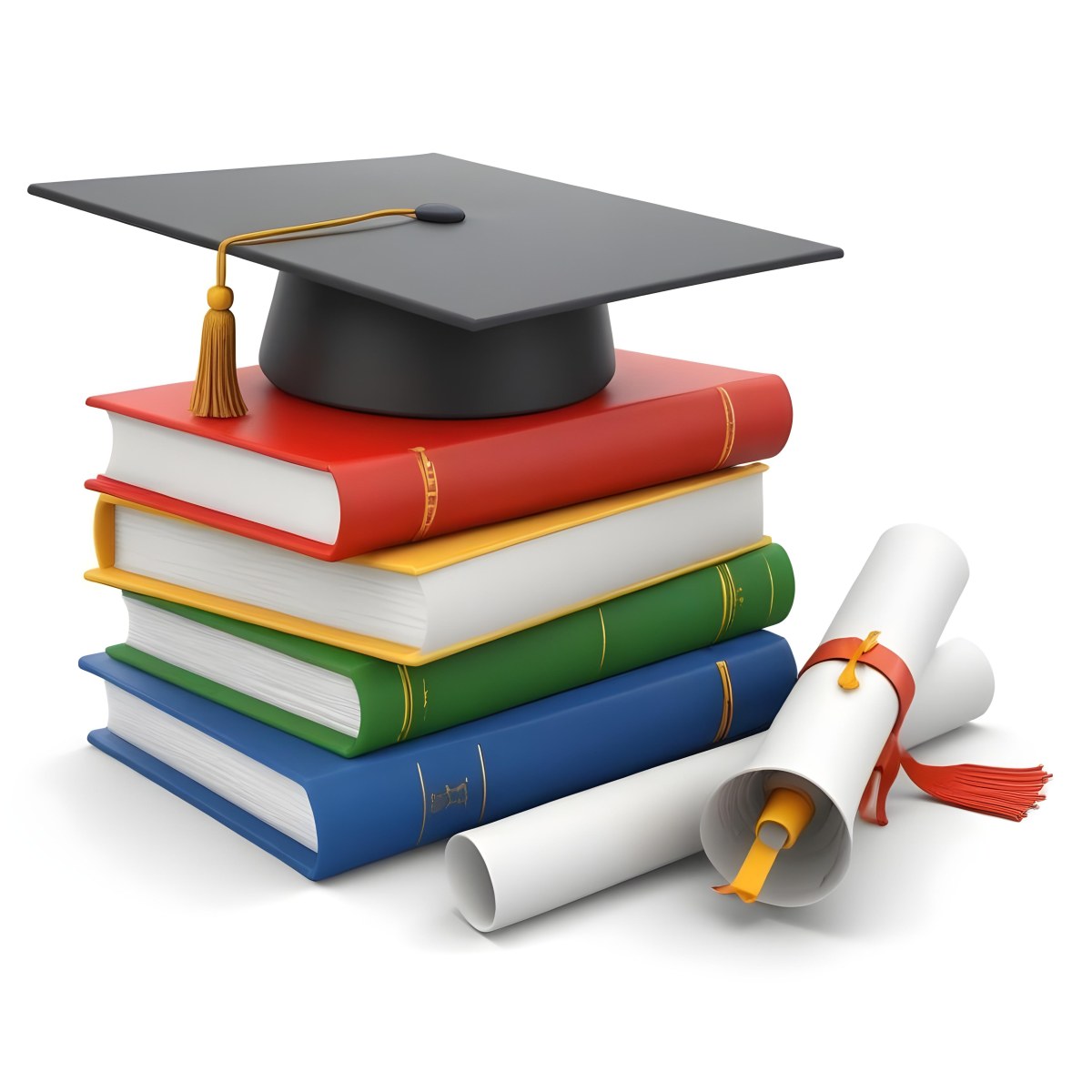 3d Model Graduation Cap On Top Of A Stack Of Books With A Diploma White Background Figure Octane Render Volumetric Highly Detailed Videogame Aesthetic 36 3e39