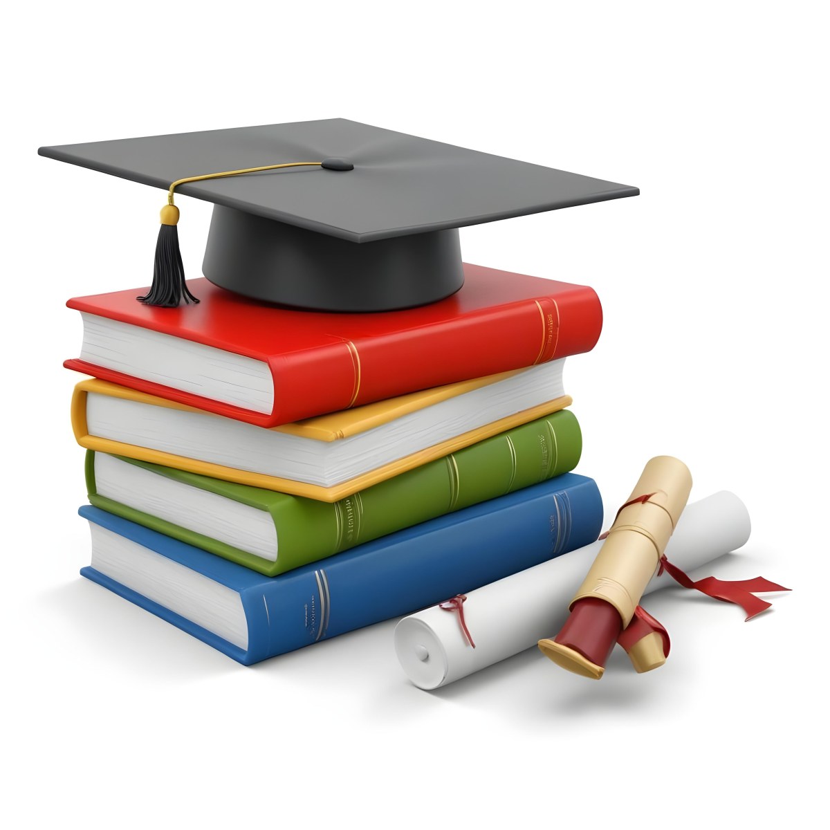 3d Model Graduation Cap On Top Of A Stack Of Books With A Diploma White Background Figure Octane Render Volumetric Highly Detailed Videogame Aesthetic 39 Be5c