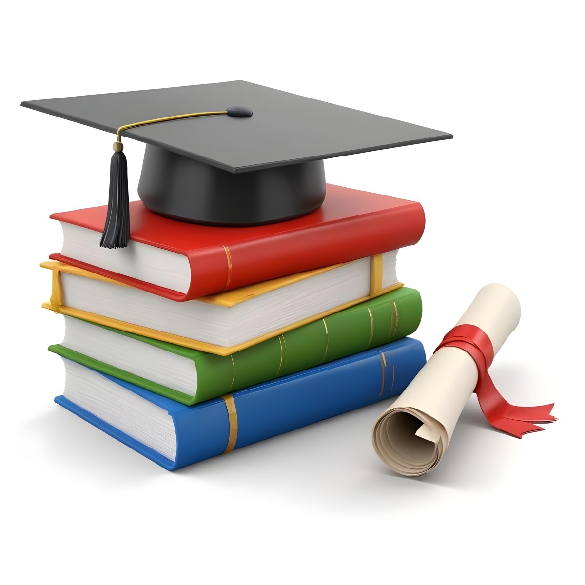 3d Model Graduation Cap On Top Of A Stack Of Books With A Diploma White Background Figure Octane Render Volumetric Highly Detailed Videogame Aesthetic 4 4dca