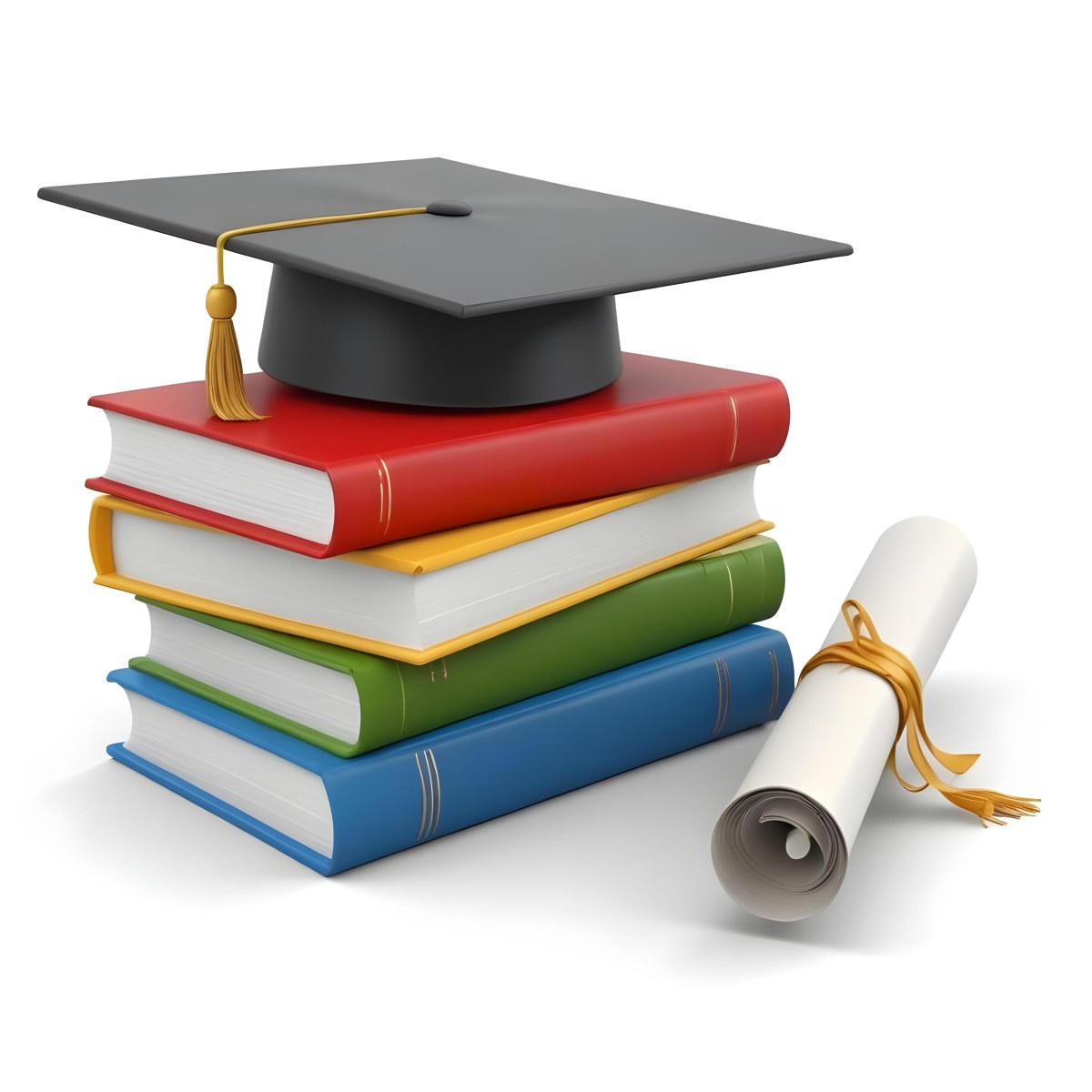 3d Model Graduation Cap On Top Of A Stack Of Books With A Diploma White Background Figure Octane Render Volumetric Highly Detailed Videogame Aesthetic 8 Ceef