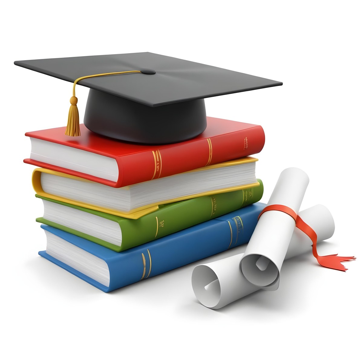 3d Model Graduation Cap On Top Of A Stack Of Books With A Diploma White Background Figure Octane Render Volumetric Highly Detailed Videogame Aesthetic 9 0616