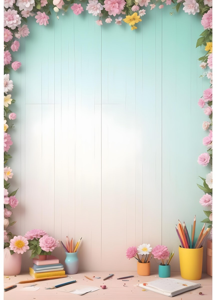 3d Model School Background With Flowers And Pencils Figure Octane Render Volumetric Highly Detailed Videogame Aesthetic 58 2ced