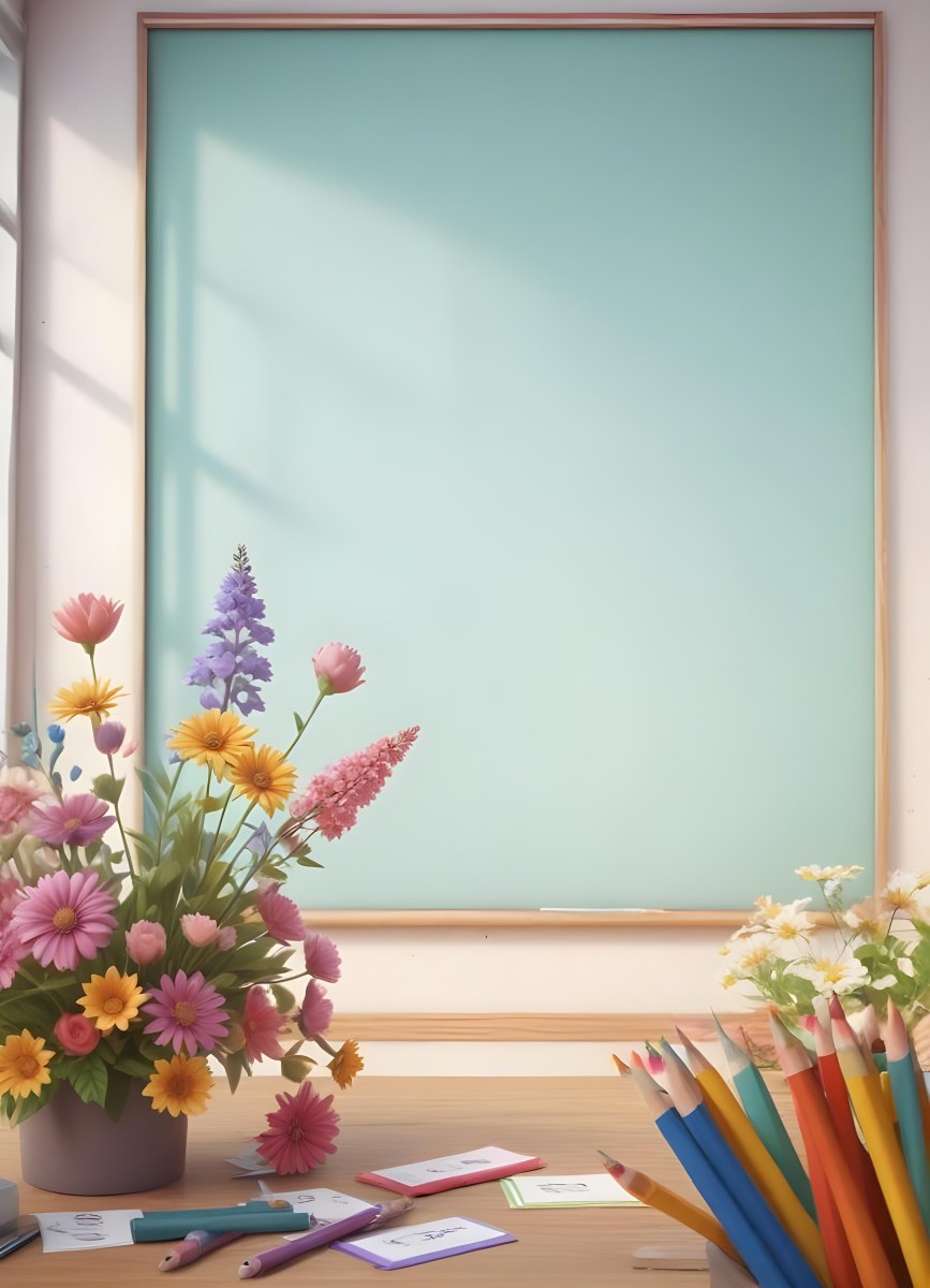 3d Model School Background With Flowers And Pencils Figure Octane Render Volumetric Highly Detailed Videogame Aesthetic 79 5ad1