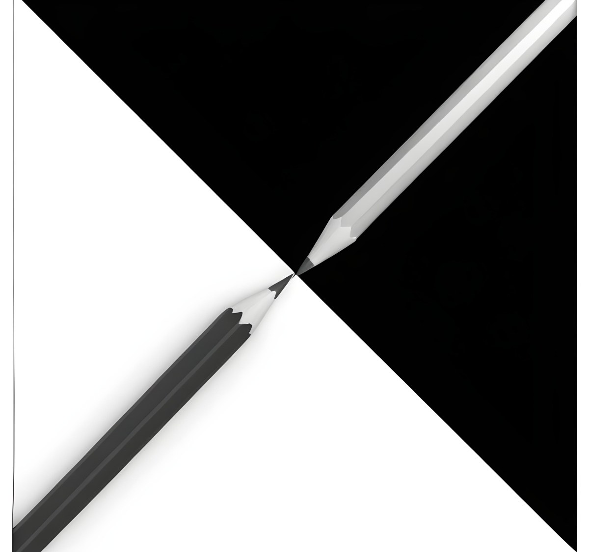 A Black And White Pencil Crossing Each Other In The Middle Of A Black And White Background 6 B14e