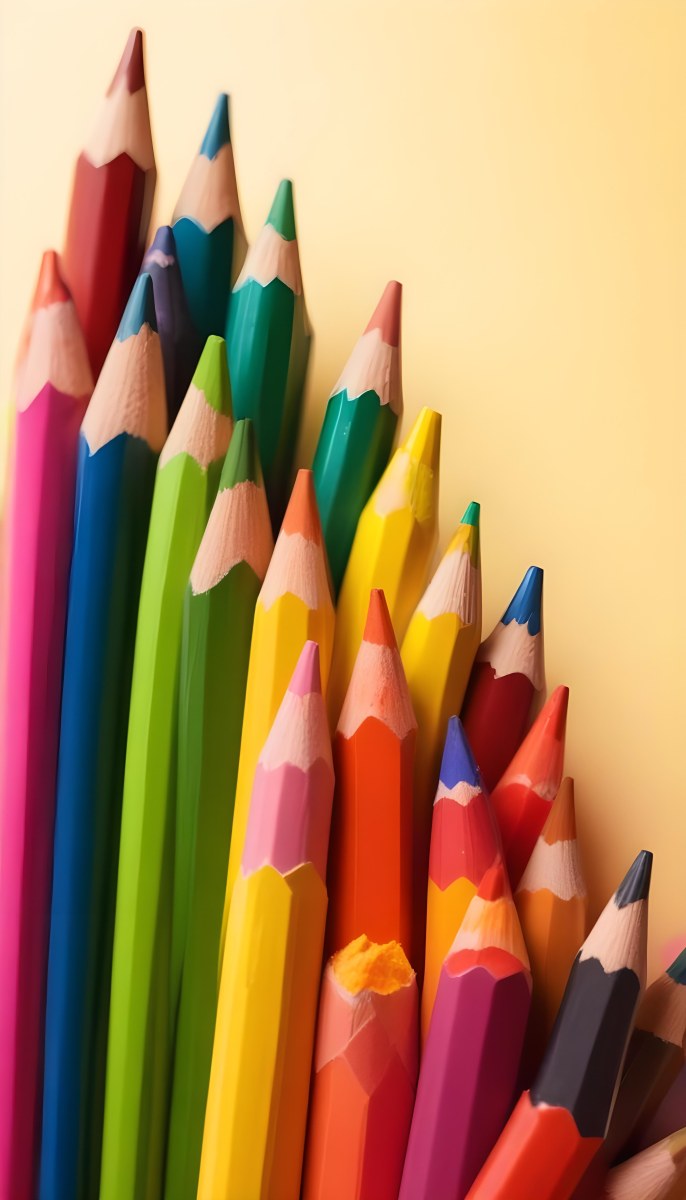 A Close Up Of Several Colored Pencils With Sharpened Tips Arranged In A Row With Colorful Shavings Scattered Around Them On A Colorful Background 7 2a85