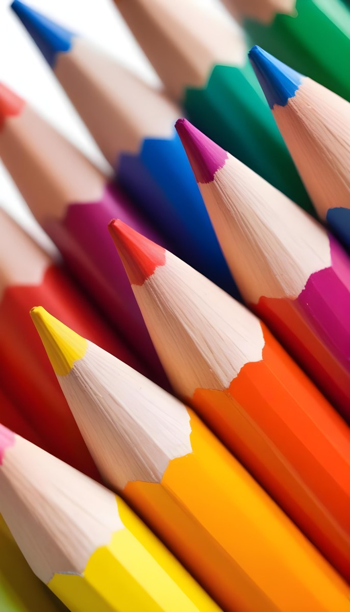 A Close Up Shot Of A Bunch Of Colored Pencils With Tips Of Different Colors Arranged In A Pile White Background Sharp Focus Vibrant Colors Art Supplies 4 D459