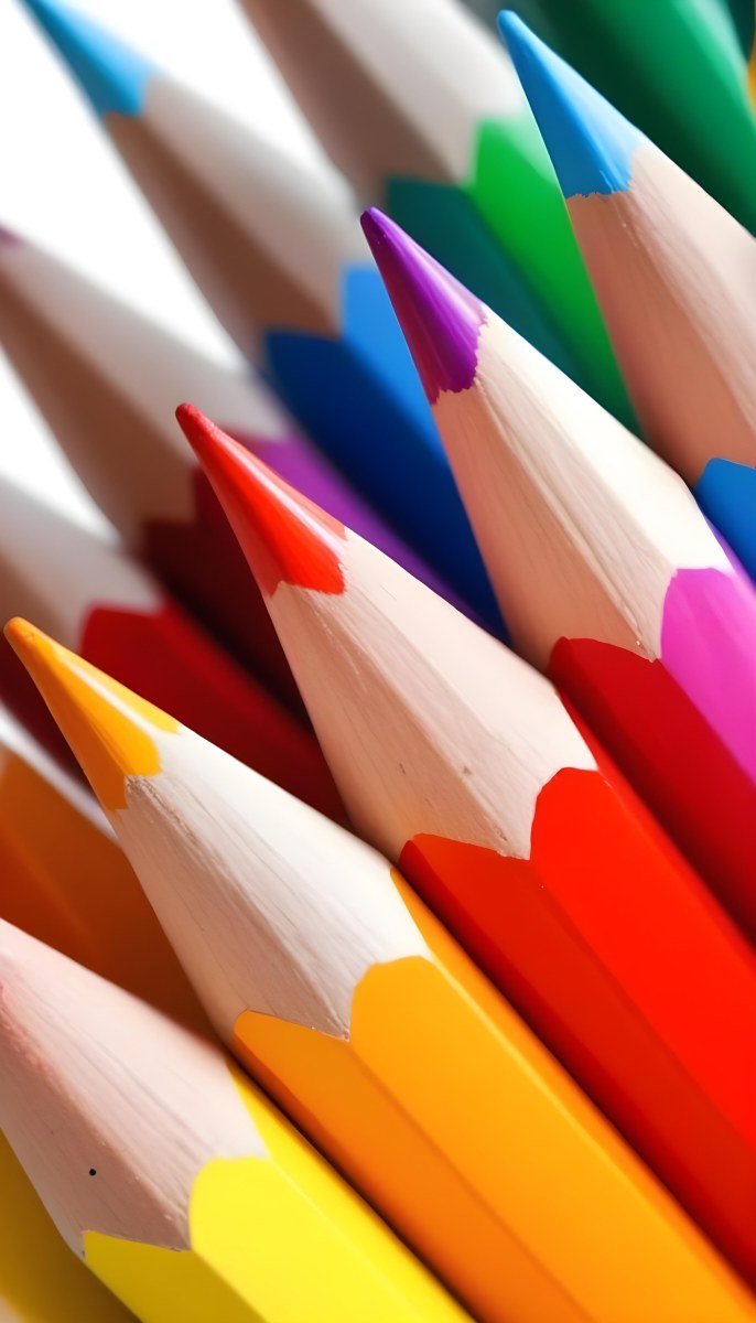 A Close Up Shot Of A Bunch Of Colored Pencils With Tips Of Different Colors Arranged In A Pile White Background Sharp Focus Vibrant Colors Art Supplies 9 8487