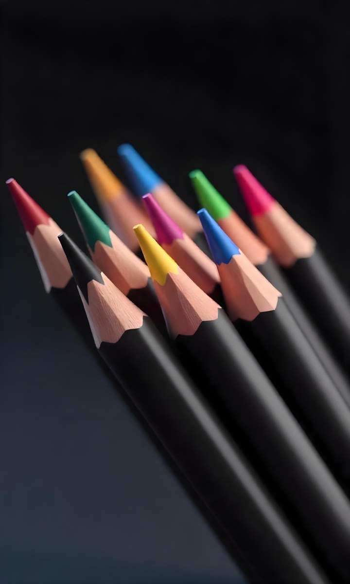 A Set Of Colored Pencils With Different Colors Arranged In A Row With A Dark Background And Soft Lighting Creating A Visually Appealing Composition 1 3171