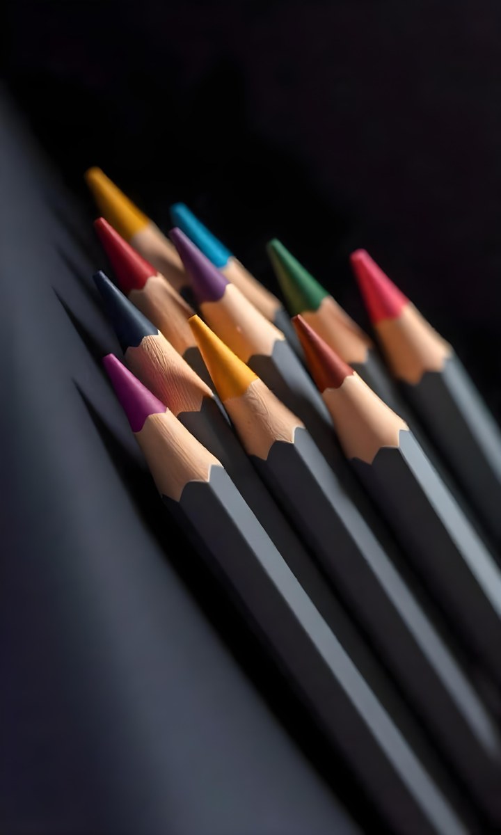 A Set Of Colored Pencils With Different Colors Arranged In A Row With A Dark Background And Soft Lighting Creating A Visually Appealing Composition 15 D50a