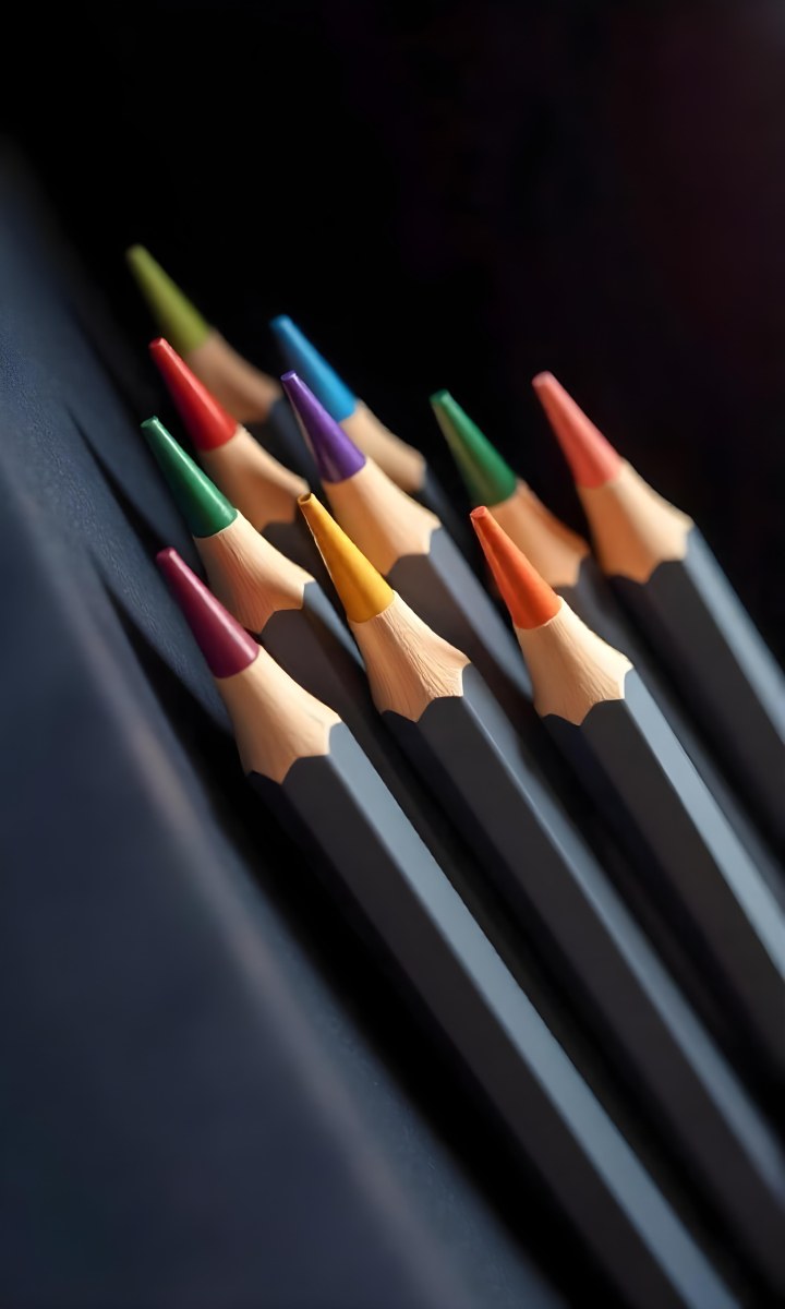 A Set Of Colored Pencils With Different Colors Arranged In A Row With A Dark Background And Soft Lighting Creating A Visually Appealing Composition 17 C226