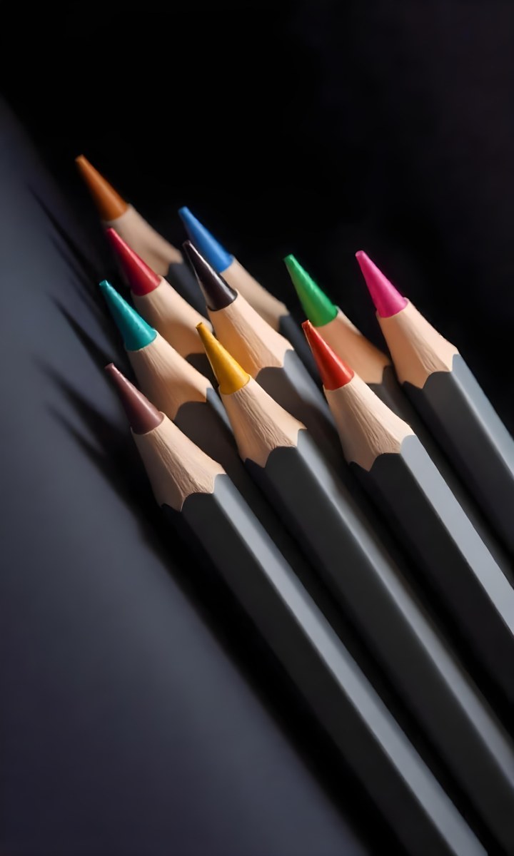 A Set Of Colored Pencils With Different Colors Arranged In A Row With A Dark Background And Soft Lighting Creating A Visually Appealing Composition 21 3398