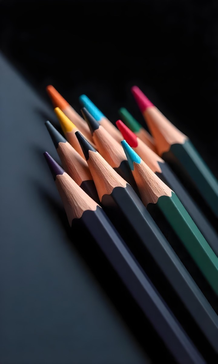 A Set Of Colored Pencils With Different Colors Arranged In A Row With A Dark Background And Soft Lighting Creating A Visually Appealing Composition 24 E48f