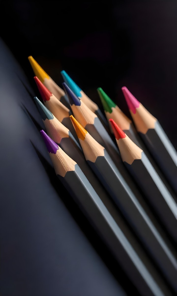 A Set Of Colored Pencils With Different Colors Arranged In A Row With A Dark Background And Soft Lighting Creating A Visually Appealing Composition 26 A064
