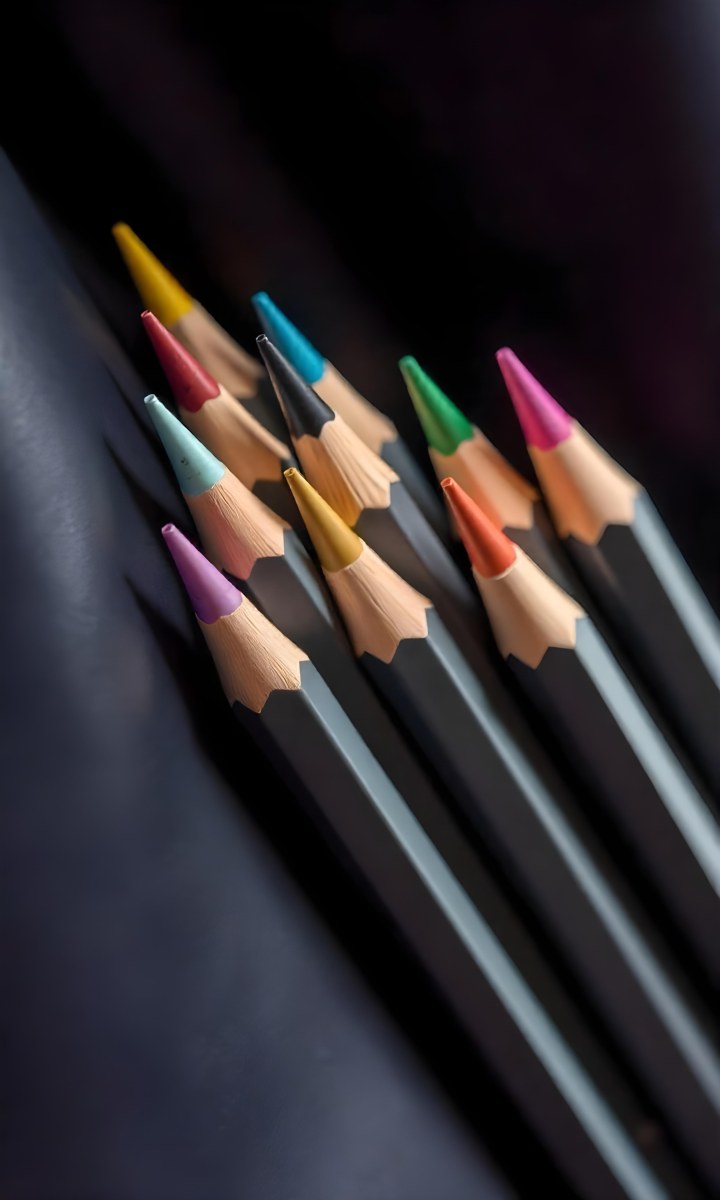 A Set Of Colored Pencils With Different Colors Arranged In A Row With A Dark Background And Soft Lighting Creating A Visually Appealing Composition 32 6e93