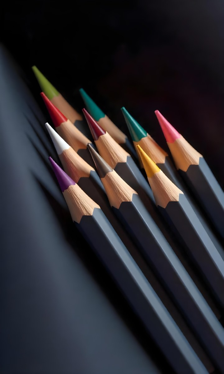 A Set Of Colored Pencils With Different Colors Arranged In A Row With A Dark Background And Soft Lighting Creating A Visually Appealing Composition 38 0416