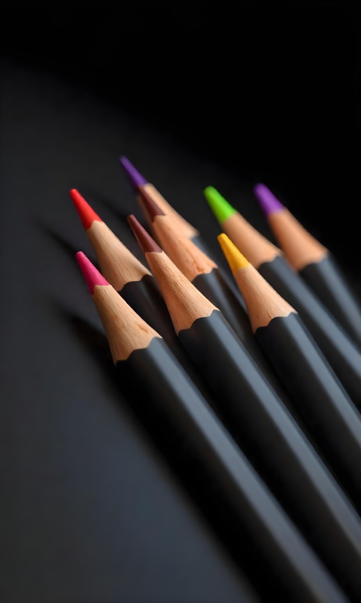A Set Of Colored Pencils With Different Colors Arranged In A Row With A Dark Background And Soft Lighting Creating A Visually Appealing Composition 6 3008