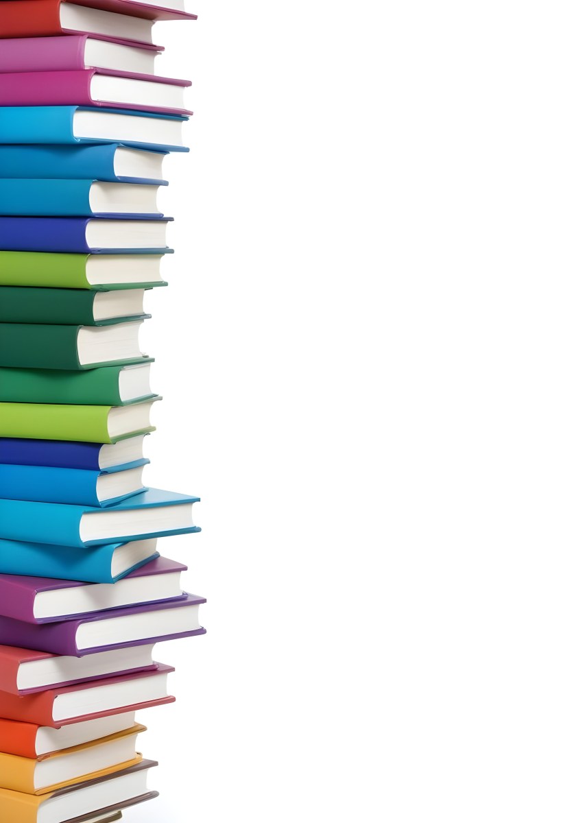A Stack Of Colorful Books In Shades Of Blue